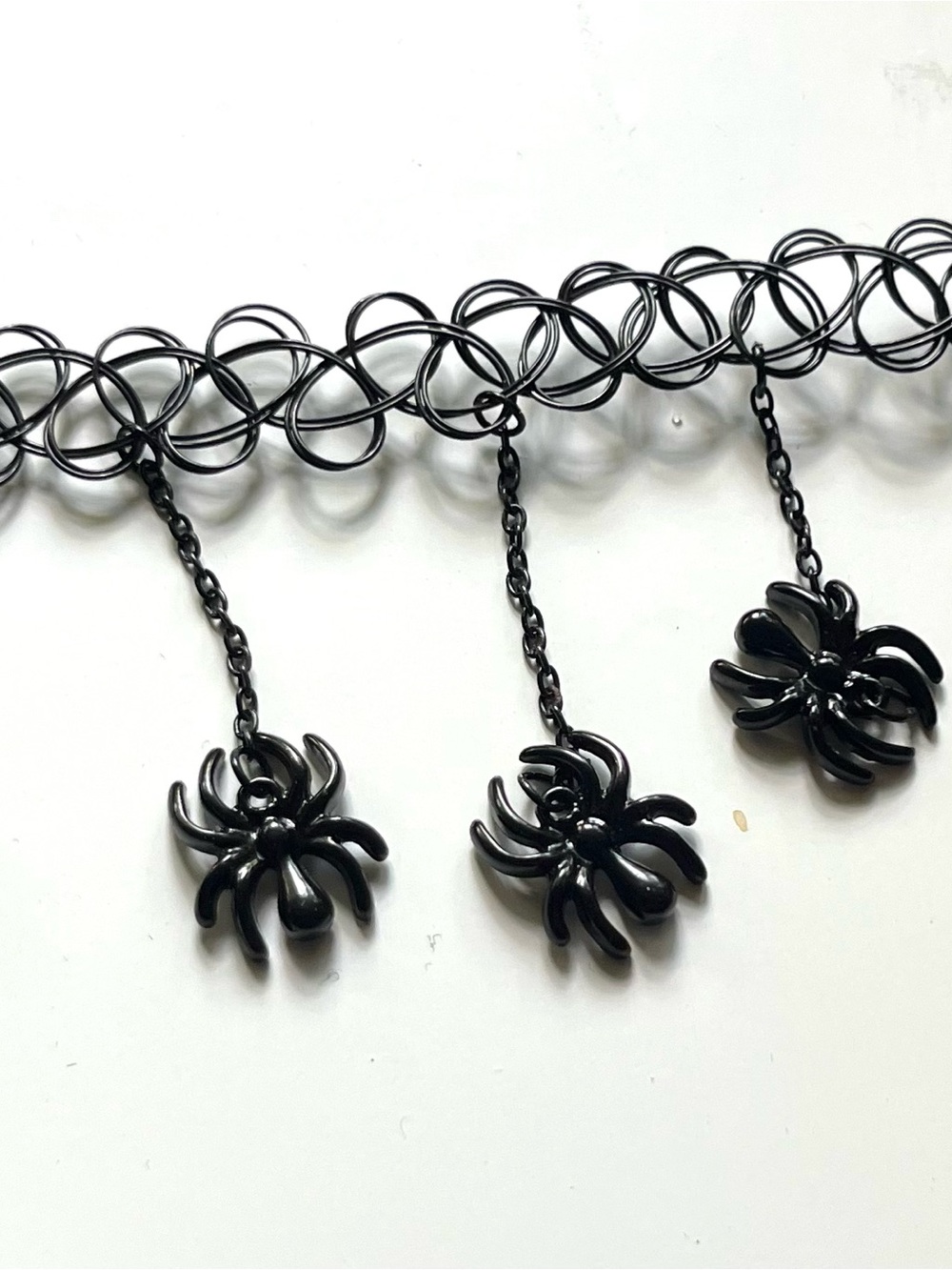 Black Spider Choker necklace with Dangling Spider Charms
